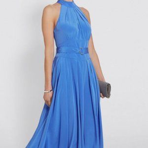 DVF Nicola Baja Blue halter dress crepe silk, worn once, Size 10